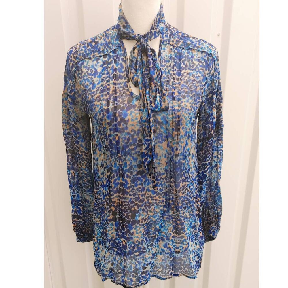 Anthropologie Plenty by Tracy Reese Long Sleeve Blouse Faux Scarf XS